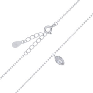 A marquise shaped cubic zirconia charm in 925 silver chain necklace