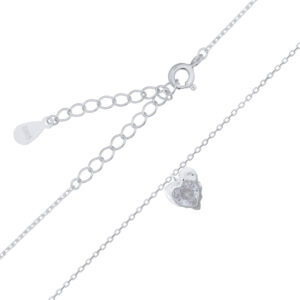 A irregular heart shaped cz charm in sterling silver chain necklace