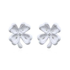 A pair of four petal flower 925 sterling silver stud earrings