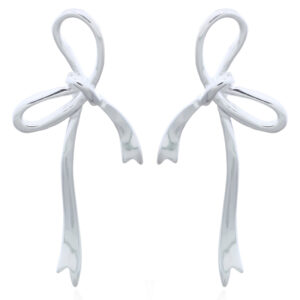 A pair of 925 sterling silver irregular long bow stud earrings