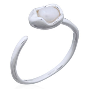 A irregular shape 925 sterling silver adjustable ring with pearl