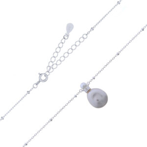A freshwater pearl charm with mini pearl in 925 silver chain necklace