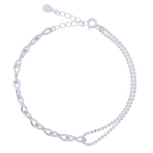 A 925 sterling silver linked infinity and beaded chain bracelet