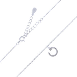 A open circle cubic zirconia charm in 925 sterling silver chain necklace