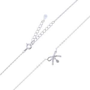 A stylish cubic zirconia bow charm in 925 sterling silver chain necklace