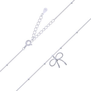 A bow rope charm in 925 sterling silver chain necklace