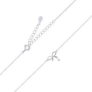 A lovely bow charm with mini cz in 925 sterling silver necklace