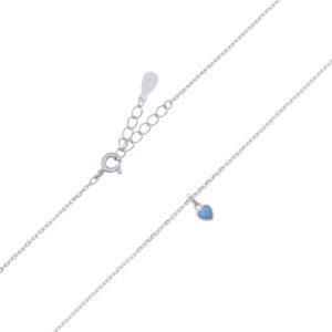 A tiny delightful heart blue opal 925 sterling silver necklace