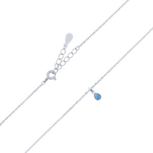 A little teardrop blue opal 925 silver chain necklace