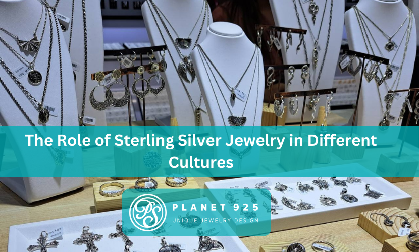A display of jewelry on to showcase The Role of Sterling Silver Jewelry in Different Cultures