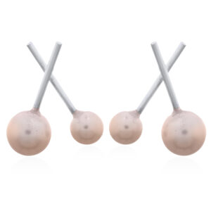 A pair of intersecting x champagne shell pearl stud earrings