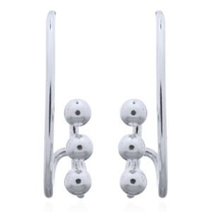 A pair of vertically aligned spheres 925 silver stud earrings