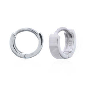 A pair of 8 mm flat sterling silver hinged huggie earrings