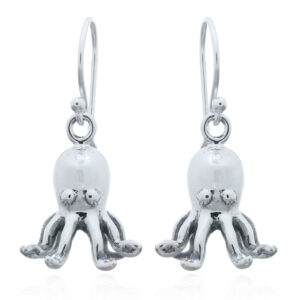 A pair of sterling silver octopus dangle earrings humorous jewelry