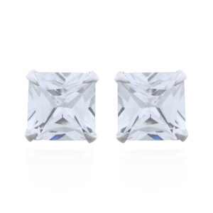 A pair of cubic zirconia ear stud earrings sterling silver setting