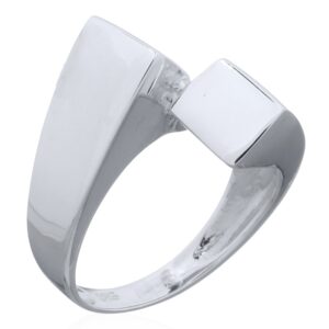 A plain sterling silver ring trendy extended shifted angular band