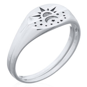 A divisible couple celestial signet 925 silver ring
