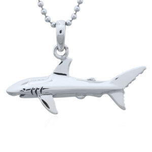 A marine life sterling silver jewelry striking shark pendant