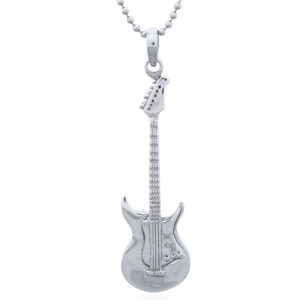 A jam session sterling silver detailed guitar pendant