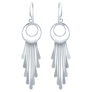 A pair of unmatched brilliance plain 925 silver chandelier earrings