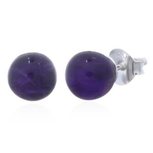 A pair of amethyst gemstone spheres adorable silver stud earrings