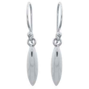 A pair of pointy elliptical sterling silver dangle earrings