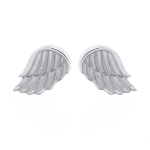 A pair of tiny angel wings 925 sterling silver stud earrings
