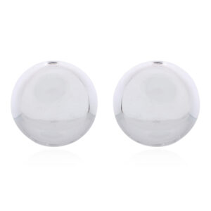 A pair of polished large button shaped 925 silver stud earrings