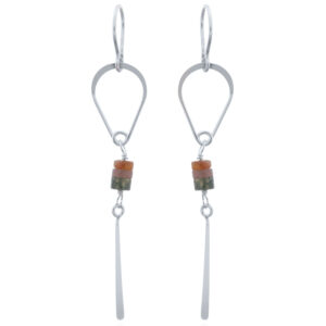A pair of 925 sterling silver multi color agate dangle earrings