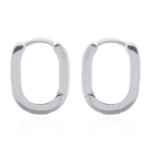 A pair of oval hinged 925 sterling silver huggie earrings