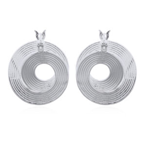 A pair of 925 silver circle spiral illusion hoop earrings