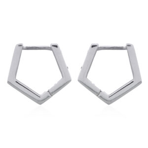 A pair of pentagon geometric 925 silver huggie click earrings