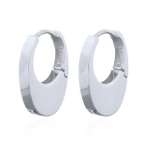 A pair of oval 925 silver click huggie earrings