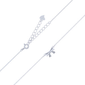 A bow tie charm in 925 silver cable chain necklace