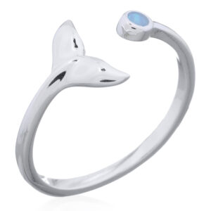A mermaid tail blue opal open ring sterling silver