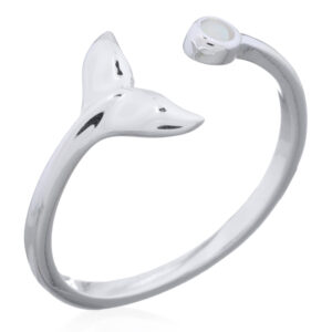 A mermaid tail white opal open ring sterling silver