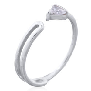 A 925 silver clear triangular cz open band ring