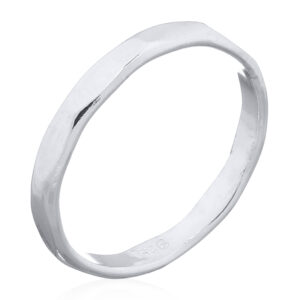 A simple faceted sterling silver band women ring