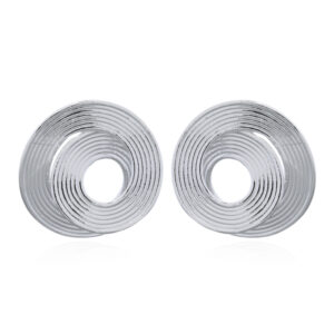 A pair of elegant spiral illusion circle sterling silver studs
