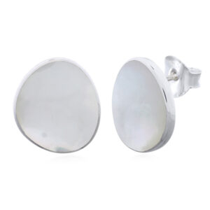 A pair of rounded triangular mop stud earrings in 925 silver