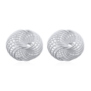 A pair of spiral loop 925 sterling silver stud earrings