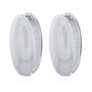 A pair of oval hinged plain 925 silver hoop earrings