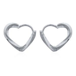 A pair of twist & heart sterling silver click hoops