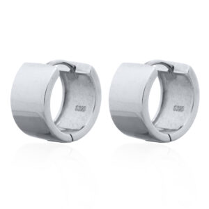 A pair of bold sterling silver click-closure hoop earrings