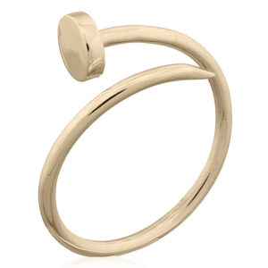An adjustable gold plated 925 silver nail ring round pin