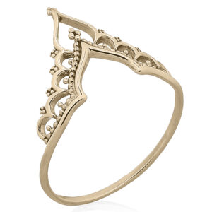 A golden beaded petals crown 925 silver ring