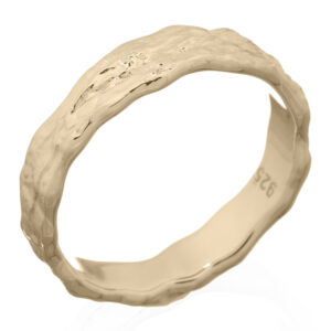 A unique gold-plated sterling silver ring hammered textured