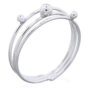 A three line stacked 925 silver bead ring