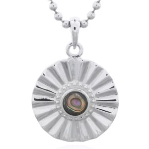 A 925 silver pendant with abalone shell sun beam design