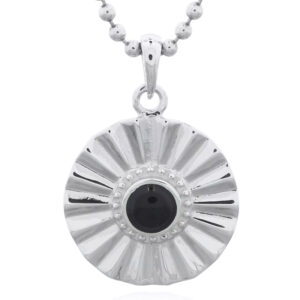 A 925 silver pendant with black stone sun beam design